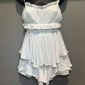 White, "Saints + Secrets" Mini Romper (size small)